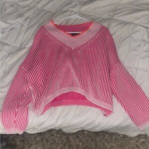 SHEIN Pink V-Neck Sweater